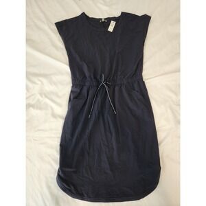 T By Talbots Black Crop‎ Sleeve  Jumper Dress. XS Pockets Elastic Waist.